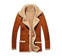 Mens Fur Lined Trench Coat| Mens Fur Collar Overcoat| Warm Windbreaker Outerwear| Winter Thick Overcoat| Turn-Down Collar Fuzzy Trench Coat| Fluffy Thicken Jacket| Warm Sherpa Lined Coats