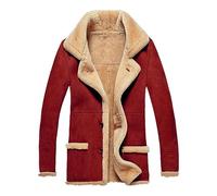 Mens Fur Lined Trench Coat| Mens Fur Collar Overcoat| Warm Windbreaker Outerwear| Winter Thick Overcoat| Turn-Down Collar Fuzzy Trench Coat| Fluffy Thicken Jacket| Warm Sherpa Lined Coats