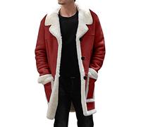 Mens Fur Lined Trench Coat| Mens Western Trench Coat| Faux Fur Sherpa Fleece Lined Overcoat| Slim Fit Trucker Overcoat| Winter Warm Outwear| Fluffy Lapel Motorcycle Peacoat| Cargo Work Peacoat