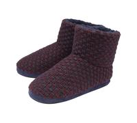 Mens Furry Sherpa Memory Foam Slipper Boots Size 9 Colour Navy/Burgundy