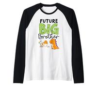 Mens Future Big Brother - Dinosaur 2nd Pregnancy Announcement Raglan Baseball Tee