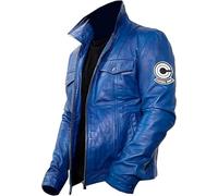 Men's Future Trunk Dragon Capsule Corp Cosplay Biker Blue Faux Leather Costume Jacket for Men