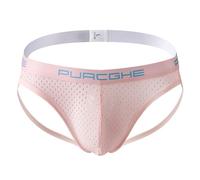 Men's G-String Ice Silk G-String Sexy Erotic Mini Briefs Low Waist Swimming Pool Large Size Elastic Thongs Sexy Chic Lightweight Thong String Breathable Comfortable Tanga, #01-Pink, XL