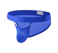 Mens G-String Thong Low Rise See Through Support Sexy Lingerie Men Briefs Underwear for Athletic (Blue, XXL)