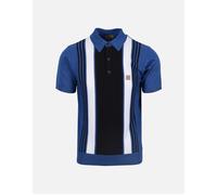 Gabicci Mens Striped Short Sleeve Knitted Polo (UK, Alpha, XXL, Regular, Regular, Sapphire)