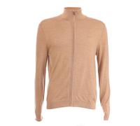 Men's Gant Extrafine Merino Wool Zip Cardigan in Beige