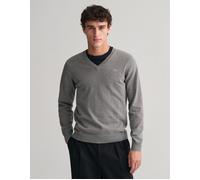 Men's GANT Mens Classic Cotton V-Neck Jumper - Grey