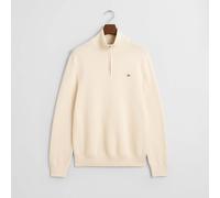 Men's Gant Micro Textured Cotton Half-Zip Sweatshirt in Cream