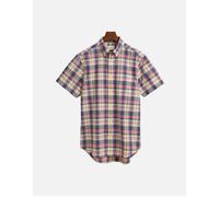 Men's Gant Reg Cotton Linen Check Ss Shirt Dusty Blue Sea