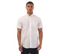 Men's Gant Regular Fit Cotton Linen Short Sleeve Shirt in White