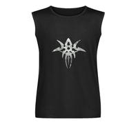 Men's Gary Numan Silver Exile Logo Black Cotton Sleeveless T Shirt Vest Black L
