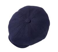 Men's Gatsby Cap Navy Herringbone 65% Linen 35% Cotton Blend Flat Cap Big Extra Large Heads Hat Breathable Cooling Summer Golf L/XL