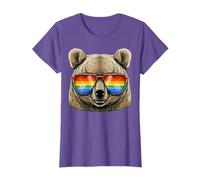 Mens Gay Bear LGBTQ Rainbow Sunglasses Pride Flag Daddy Bear T-Shirt