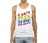 Mens Gay Pride Vest Can't Even Think Straight Rainbow Design for Dad Partner LGBTQ Festival Parade Gift Queer Bisexual, XXL, White