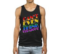 Mens Gay Pride Vest Can't Even Think Straight Rainbow Design for Dad Partner LGBTQ Festival Parade Gift Queer Bisexual, M, Black