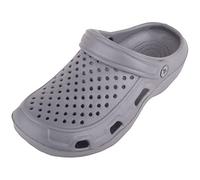 Mens Gents Easy Slip On Summer Holiday Garden Mule Sandals Clogs with Moveable Back Strap - Grey - UK 7 / EU 41