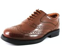 MENS GENTS LEATHER WIDE FIT SCIMITAR BROGUES SHOES 6-14 (10, BROWN)