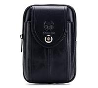 Men's Genuine Cow Leather Waist Bag - Black/Brown - Compact Belt Bag Model 04/05/07/08/09-18x12x3.5cm, 120g - Perfect for Travel & Casual Use