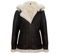 Men's Genuine Cream Brown Leather Sheepskin Flying Hooded Bomber B3 Aviator Pilot Jacket L