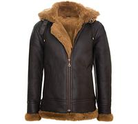 Men's Genuine Ginger Brown Leather Sheepskin Flying Hooded Bomber B3 Aviator Pilot Jacket 2XL