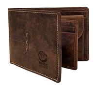 Men's Genuine Leather Bifold Wallet with RFID Blocking, Multiple Credit Card Slots, Coin Pocket, Includes Full Grain Leather, ID Window, Card Slots, Coin Pocket, Dark Brown, Large