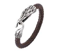 Mens Genuine Leather Bracelet Handmade Cuff Wristband Hook Clasp Brown Mens Jewellery With Pouch Teen Boy Gifts For Graduation Birthday Son