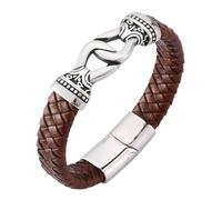 Mens Genuine Leather Bracelet, Infinity Knot Bracelet With Magnetic Clasp Brown Brown Handmade Braided Cuff Bangle Mens Fashion Jewellery Teen Boy Gifts For Graduation Birthday Son