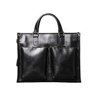 Mens Genuine Leather Briefcase14 Inch Laptop Carrying Case Vintage Top-Handle Satchel Computer Portfolio Handbags (Black,L38xW9xH30cmL14.96”×W3.54”×H11.81”)