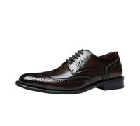 Mens Genuine Leather Brogue Shoes Gentleman Style Dress Shoes Classic Wedding Oxfords Business Formal Shoes for Men(Dark Brown,7)