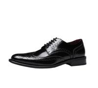 Mens Genuine Leather Brogue Shoes Gentleman Style Dress Shoes Classic Wedding Oxfords Business Formal Shoes for Men(Black,8.5)