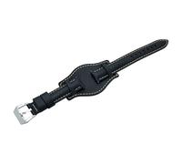 Men's Genuine Leather Bund Watch Strap 18-24mm Quick Release Pins 5 Colours (Black, 22mm)