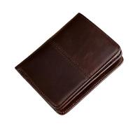 Mens Genuine Leather Business Wallets, Unisex Bifold Card Holder with ID Window, RFID Blocking Vintage Card Cases (Coffee)