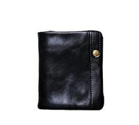 Mens Genuine Leather Business Wallets, Vintage Bifold Card Holder with ID Window, Unisex Card Cases (Black,L10.5xW9xH2.5cmL4.1xW3.5xH0.9in)