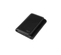 Men's Genuine Leather Compact RFID Blocking Wallet - Tri-Fold Wallet Money Clip with 4 Card Slots, ID Window and a Secret Pocket(Black)