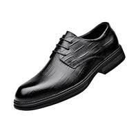 Mens Genuine Leather Dress Shoes Pointed Toe Business Formal Wedding Shoes Breathable Oxfords British Style Fashion Groom Shoes for Men(10) Black