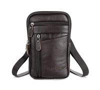 Men's Genuine Leather Fashion Phone Belt Bag Shoulder Crossbody Waist Pack
