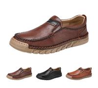 Men's Genuine Leather Loafers Moccasin Shoes, Wide Fit Slip-On Moc Toe Moccasin Shoe Smart Casual Comfort Breathable Driving Shoes Fashion Stylish dad Gifts Footwear UK 6 Brown