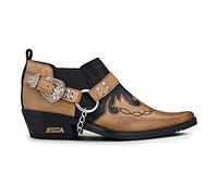 Mens Genuine Leather Snake Pattern Riding Westerm Shoes Wincklepickers Cuban Heel Cowboy - Tan Black 11