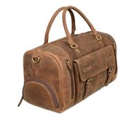 Mens Genuine Leather Travel Duffle Bag - Premium Brown Weekender Holdall with Shoulder Strap - Cabin-Sized Overnight Bag for Business & Leisure Trips