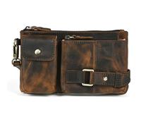 Men's Genuine Leather Waist Bag, Top-Grain Cowhide Chest Pack, Vintage Crossbody, Retro Multifunctional Clutch Freeing Hands