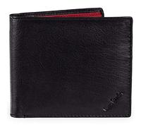 Mens Genuine Leather Wallet - Nappa by Pierre Cardin | RFID Blocking | Soft, Smooth, Durable & Crease Proof Bi-Fold Gents Wallet (Black/Red Inner)