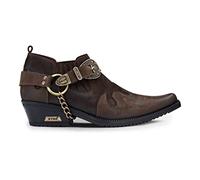 Mens Genuine Leather Western Shoes Pattern Metal Chain Belt Heel Dancing - Brown 8