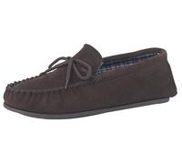Mens Genuine suede leather Moccasins with hardwearing PVC sole Brown size 7