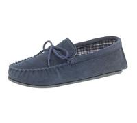 Mens Genuine suede leather Moccasins with hardwearing PVC sole Navy size 7 UK