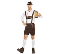 Men's German Bavarian Oktoberfest Costume Set Lederhosen Shirt Hat | Men Oktoberfest Outfit Featuring Embroidered Suede Lederhosen With Adjustable Suspenders Traditional Shirt And Alpine Hat