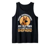 Mens German Shepherd Never Underestimate an Old Man with His Dog Tank Top
