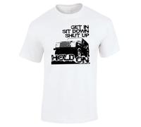 Men's Get in, Sit Down, Shut Up and Hold On! 4X4 Four Wheel Drive T Shirt Military White-S