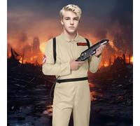 Men's Ghosl Hunter Venkman Costume Jumpsuit & Inflatable Proton Pack Backpack Classic 1984 Fancy Dress Adult Halloween Dress Up Outfit (XXL)