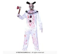 Mens Ghost Clown Adults White Halloween Zombie Clown Fancy Dress Costume