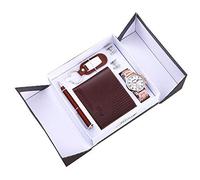Men's Gift Birthday Gift Watch + Wallet + Pen + Earrings + Keychain for Boys, Husbands, Brothers, and Classmates Gift Set Golden Watch